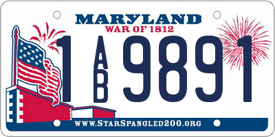 MD license plate 1AB9891