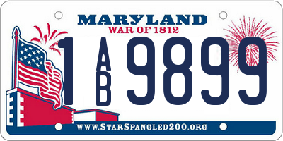 MD license plate 1AB9899