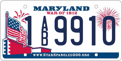MD license plate 1AB9910