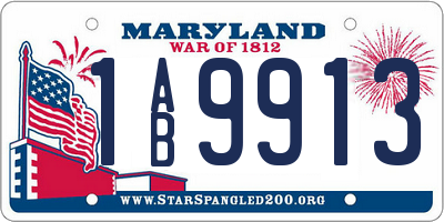 MD license plate 1AB9913