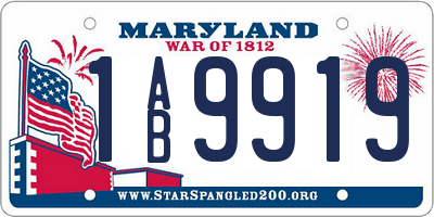 MD license plate 1AB9919