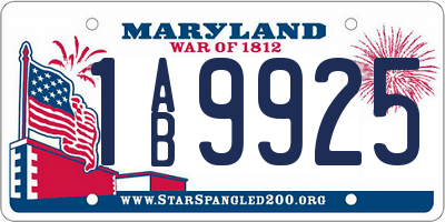 MD license plate 1AB9925