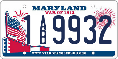 MD license plate 1AB9932