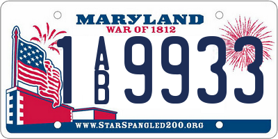 MD license plate 1AB9933