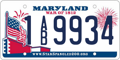 MD license plate 1AB9934