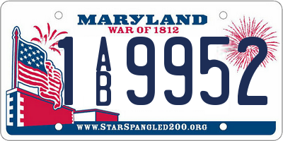 MD license plate 1AB9952