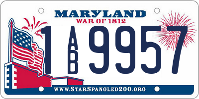 MD license plate 1AB9957