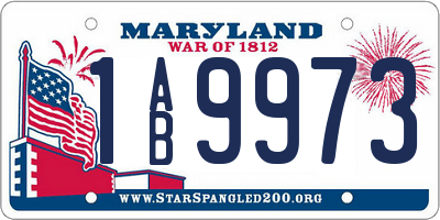MD license plate 1AB9973