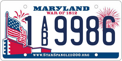 MD license plate 1AB9986