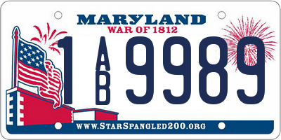 MD license plate 1AB9989