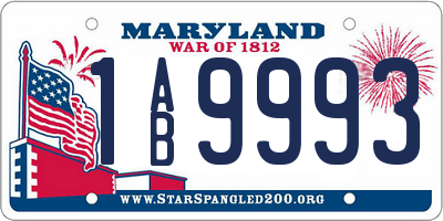 MD license plate 1AB9993