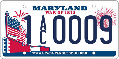 MD license plate 1AC0009