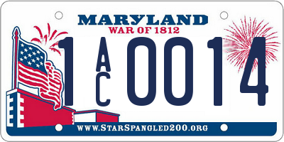 MD license plate 1AC0014