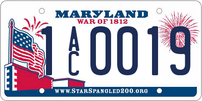 MD license plate 1AC0019