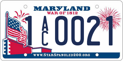 MD license plate 1AC0021