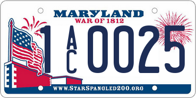 MD license plate 1AC0025