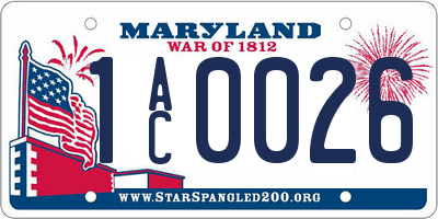 MD license plate 1AC0026