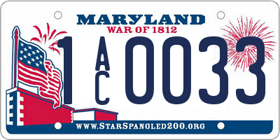 MD license plate 1AC0033