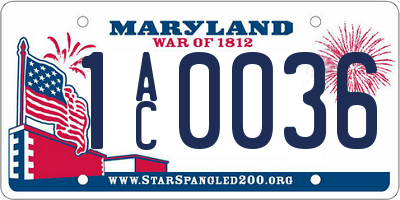 MD license plate 1AC0036
