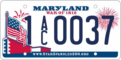 MD license plate 1AC0037