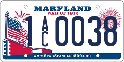 MD license plate 1AC0038