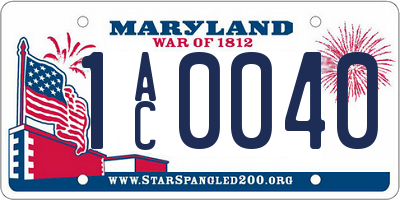 MD license plate 1AC0040