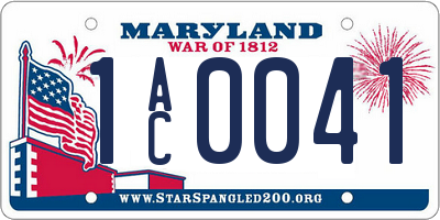 MD license plate 1AC0041