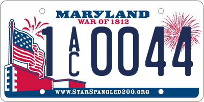 MD license plate 1AC0044