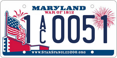 MD license plate 1AC0051