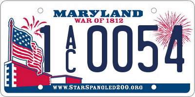 MD license plate 1AC0054