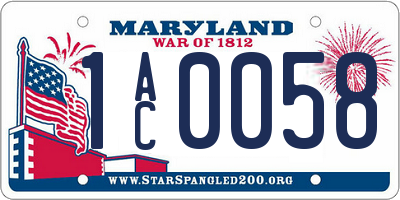 MD license plate 1AC0058