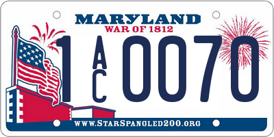 MD license plate 1AC0070