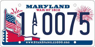 MD license plate 1AC0075