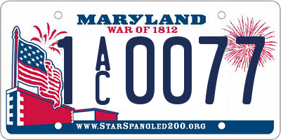 MD license plate 1AC0077