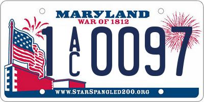 MD license plate 1AC0097