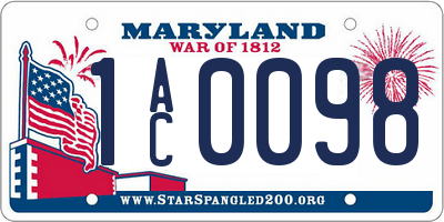 MD license plate 1AC0098