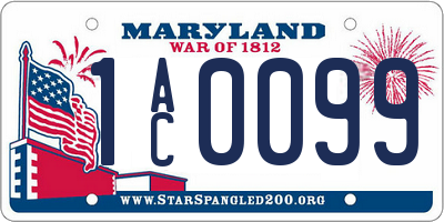 MD license plate 1AC0099