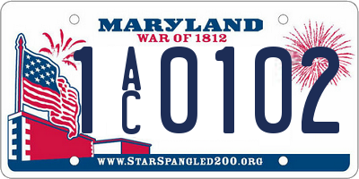 MD license plate 1AC0102