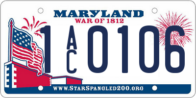 MD license plate 1AC0106