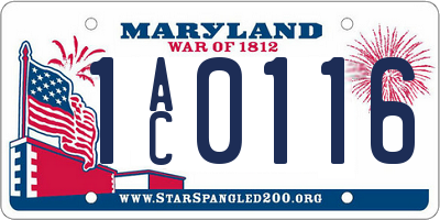 MD license plate 1AC0116