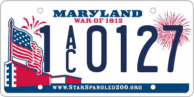 MD license plate 1AC0127