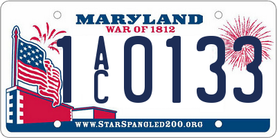 MD license plate 1AC0133