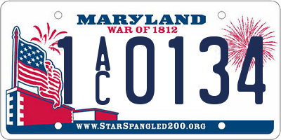 MD license plate 1AC0134
