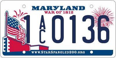 MD license plate 1AC0136