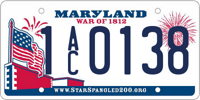 MD license plate 1AC0138