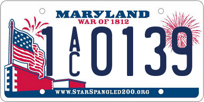 MD license plate 1AC0139