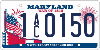 MD license plate 1AC0150