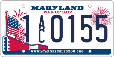 MD license plate 1AC0155