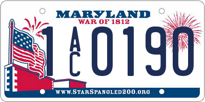 MD license plate 1AC0190