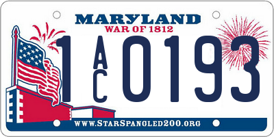 MD license plate 1AC0193